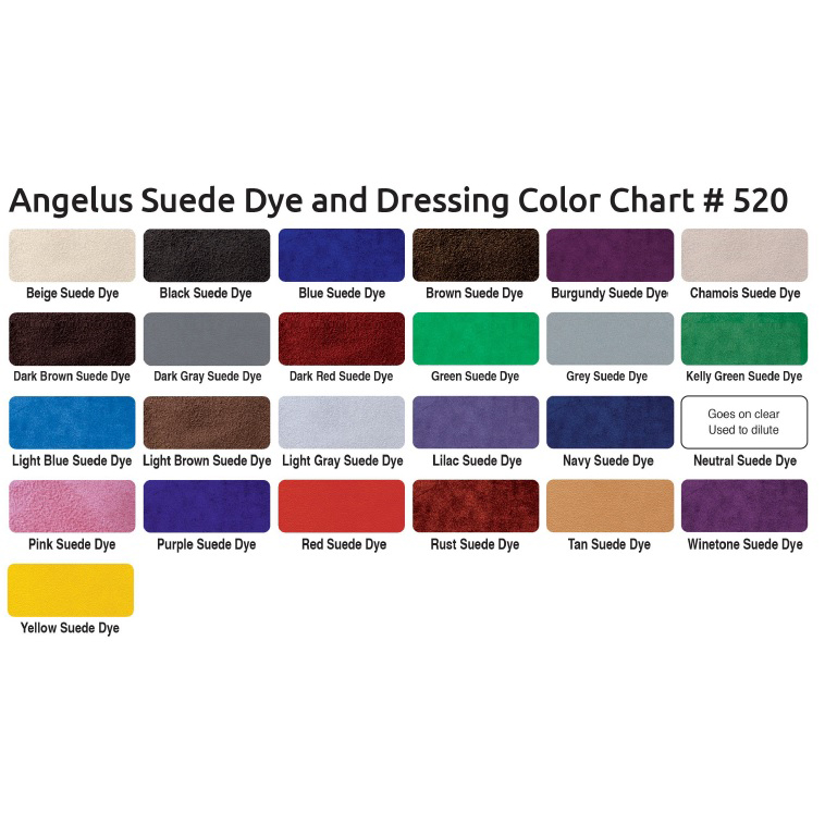 angelus suede dye colour chart